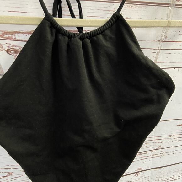 Windsor S Black So Hawt Halter Open Back Handkerchief Crop Top - Picture 4 of 8